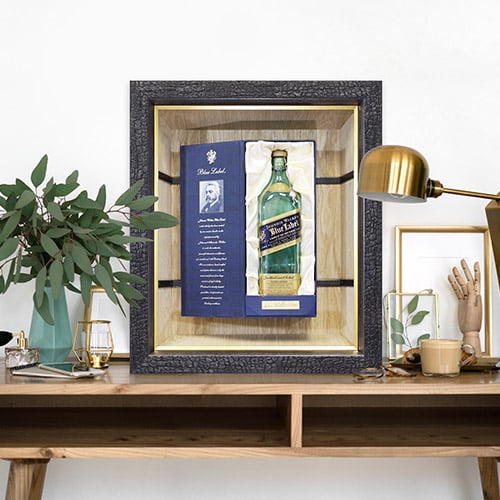 Custom Framed Whiskey Bottle in box Hall of Frames Arizona