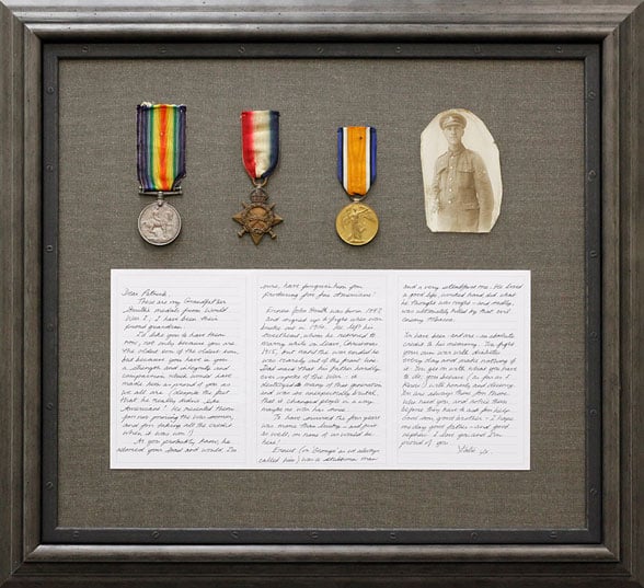 Custom Framed Antique Military Medals, Photo, and Letter Hall of Frames Arizona