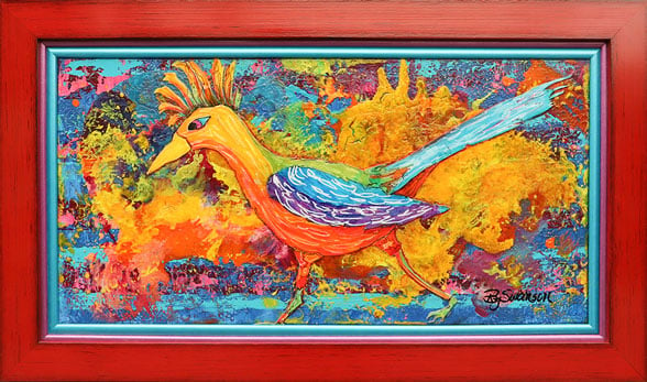 Custom Framed Rainbow Bird Painting Hall of Frames Arizona