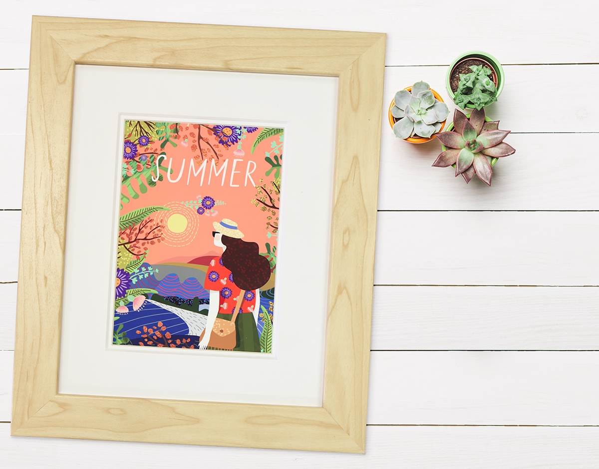 Blonde Maple Framed Summer Print