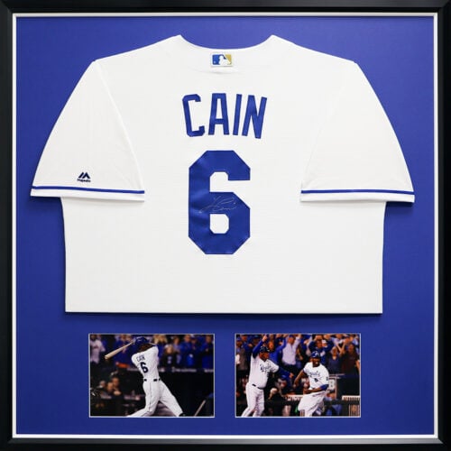 Custom Framed Baseball Cain Royals Jersey with photos and blue mat Hall of Frames Arizona