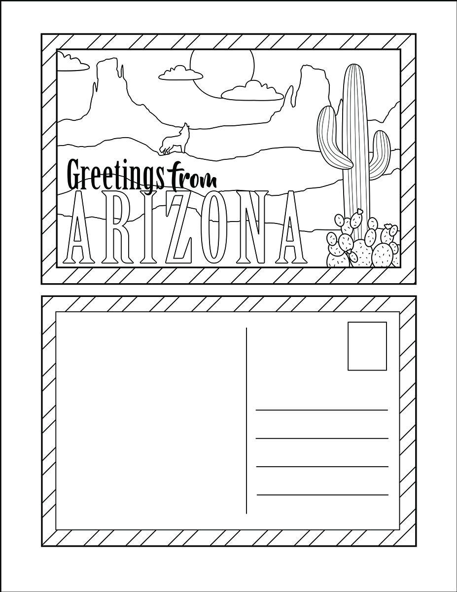 Arizona Postcard Coloring Page