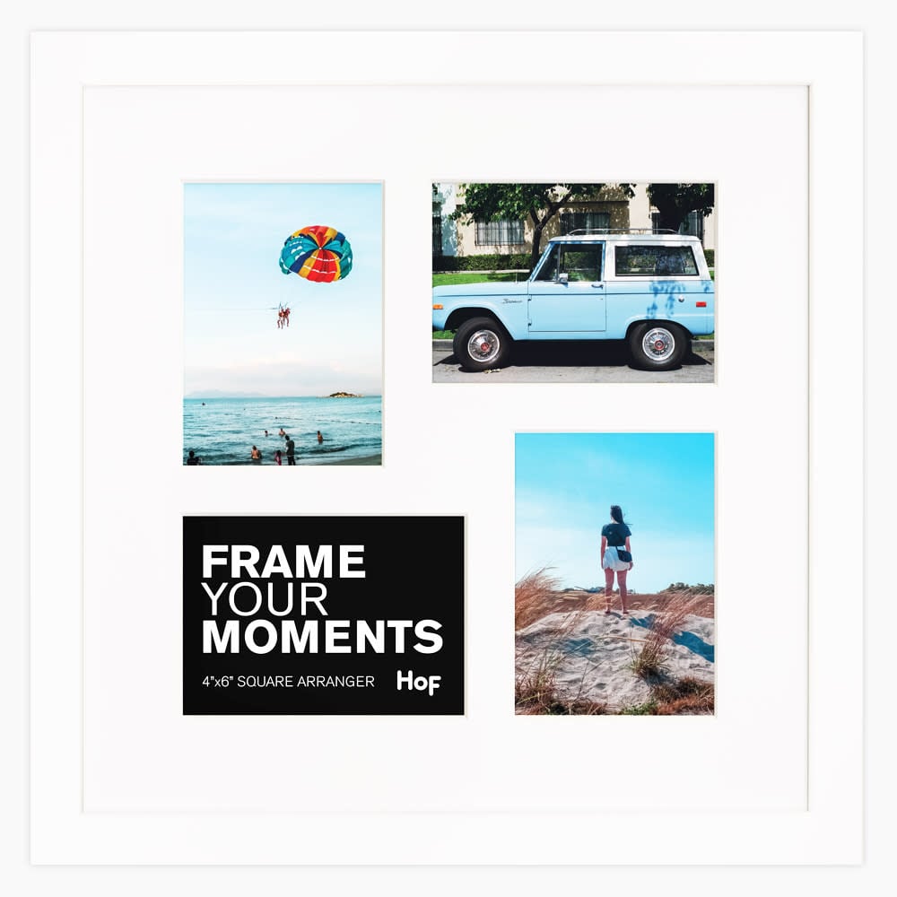 Square Collage Frame - White, 4x6  Display 4 Photos in 1 Picture