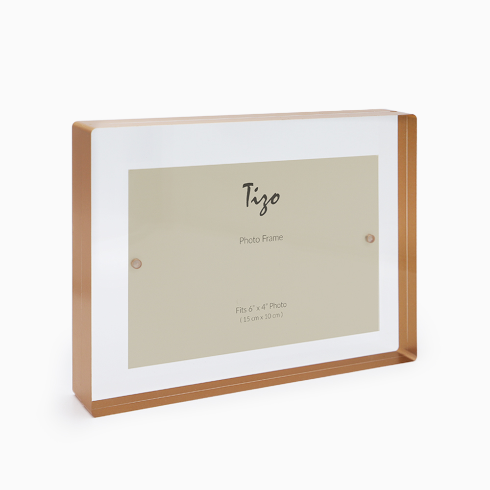 5 Acrylic 4" x 6" Slanted Picture Frame with Business Card Holder 
