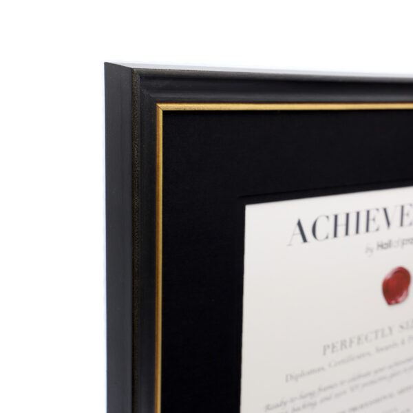 Black and Gold Document Frame with Black Mat Hall of Frames Arizona