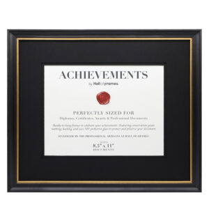 Black and Gold Document Frame with Black Mat Hall of Frames Arizona