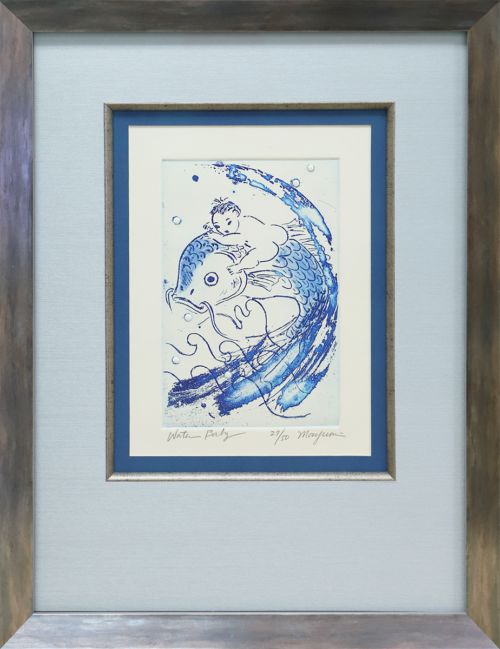 Custom Framed Blue Koi Fish Art