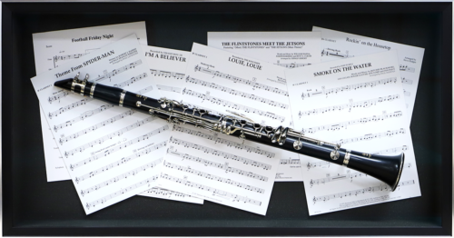 Custom Framed Clarinet and Sheet Music