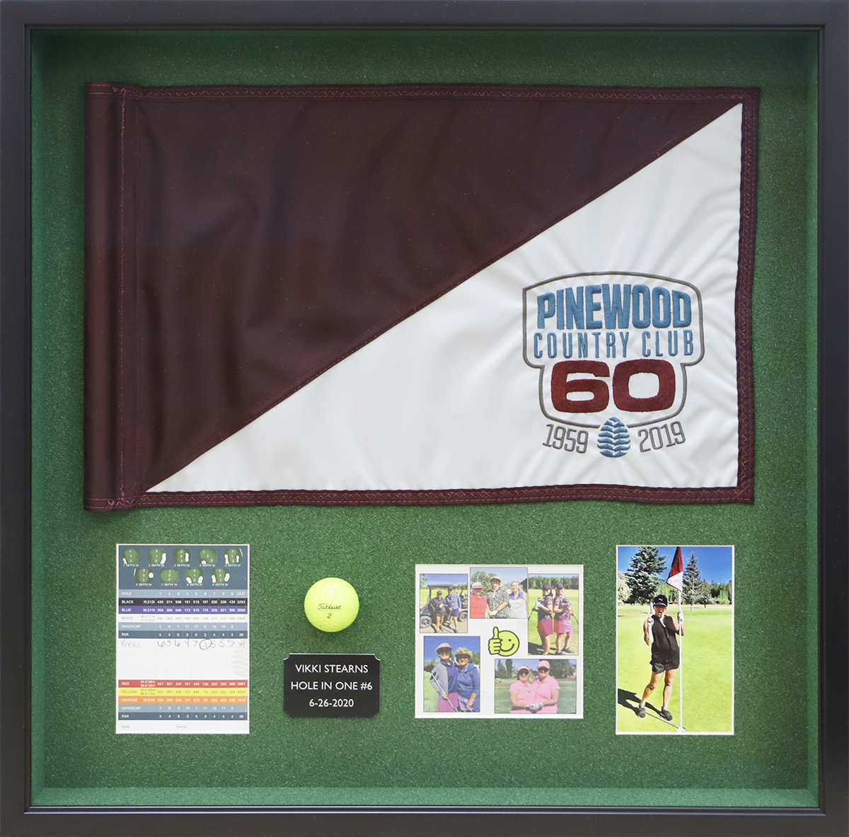 Custom Framed Golf Flag and Memorabilia