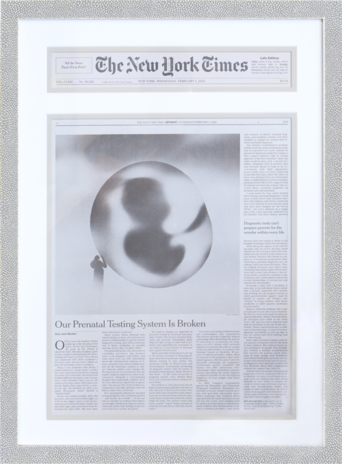 A photo of a framed New York Times article by Hall of Frames Arizona