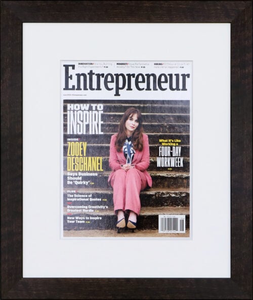 A photo of a framed Entrepreneur Magazine cover from Hall of Frames Arizona.