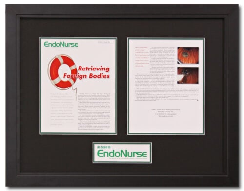Photo of a custom framed nursing magazine article Hall of Frames