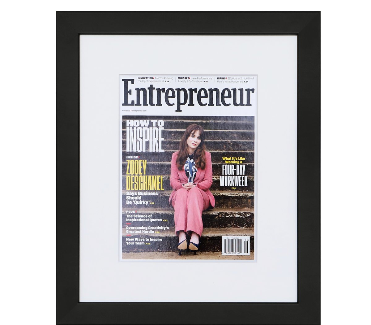 A photo of custom framed Entrepreneur Magazine article by Hall of Frames.