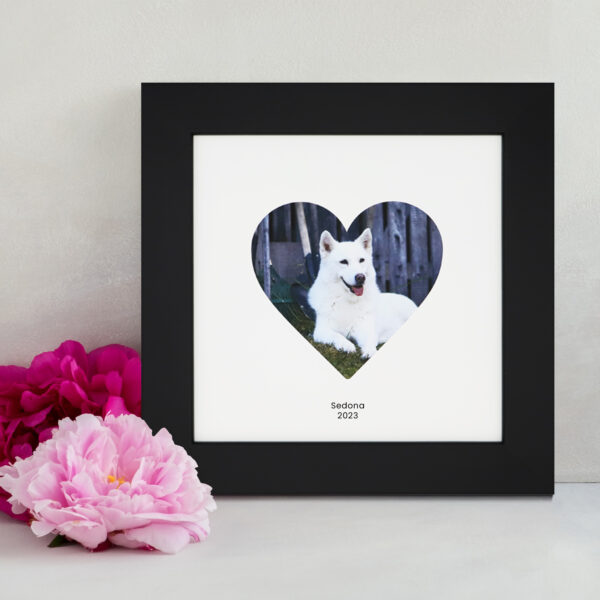 A custom framed heart shaped photo gift from Hall of Frames