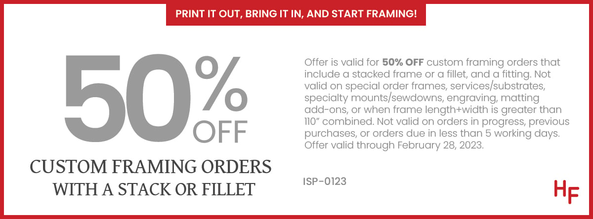 50% off Custom Framing with a Stack or Fillet
