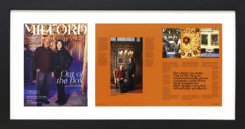 A photo of a framed digital magazine article by Hall of Frames.