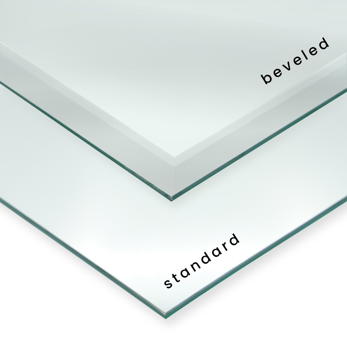 Photo showing beveled versus straight cut glass Hall of Frames