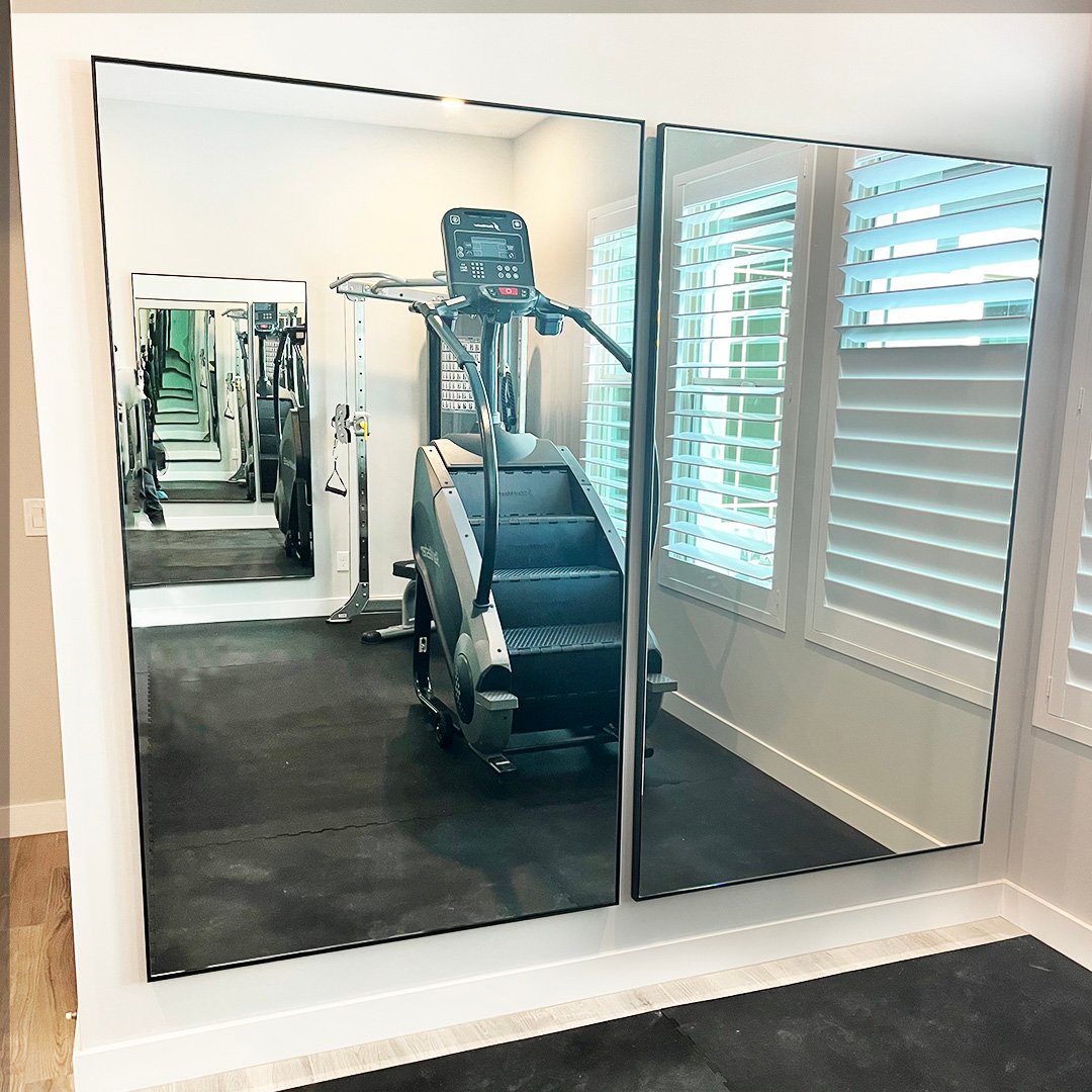 Photo of a custom gym framed mirror