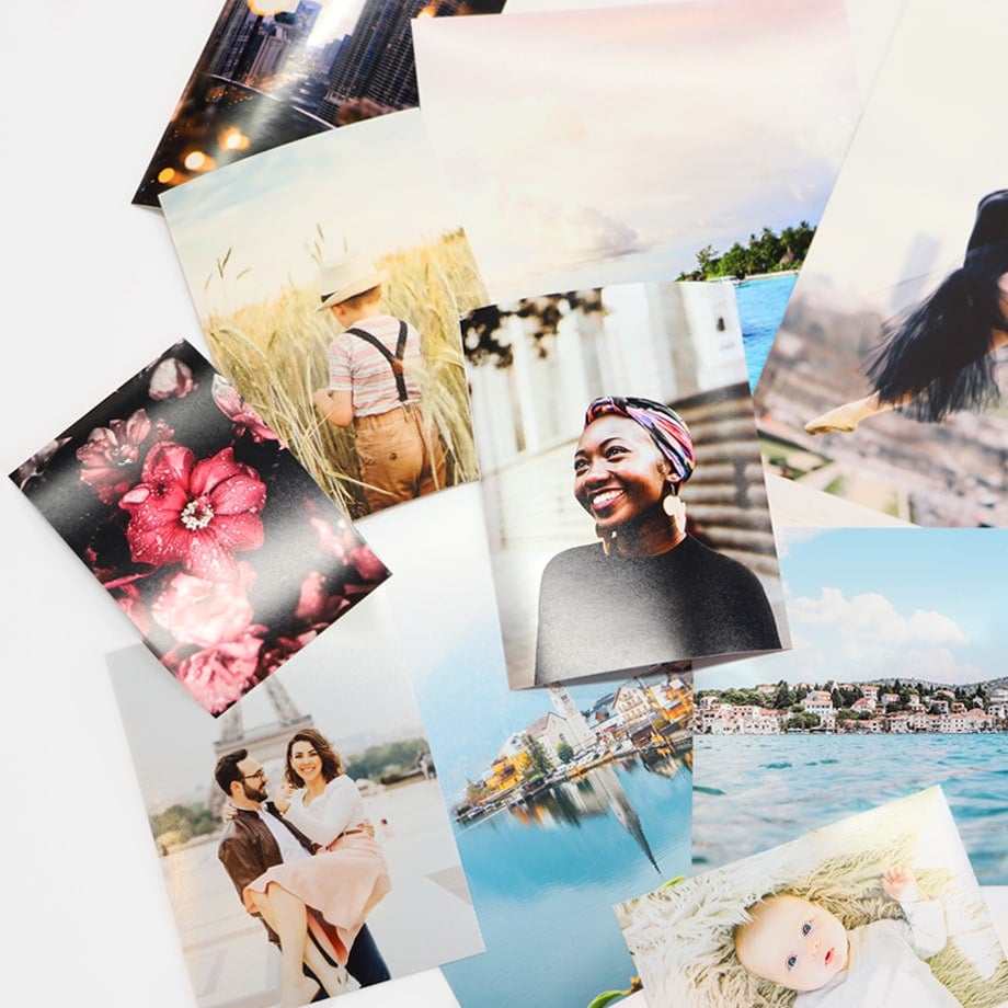 A photo of an assortment of custom photo prints by Hall of Frames.