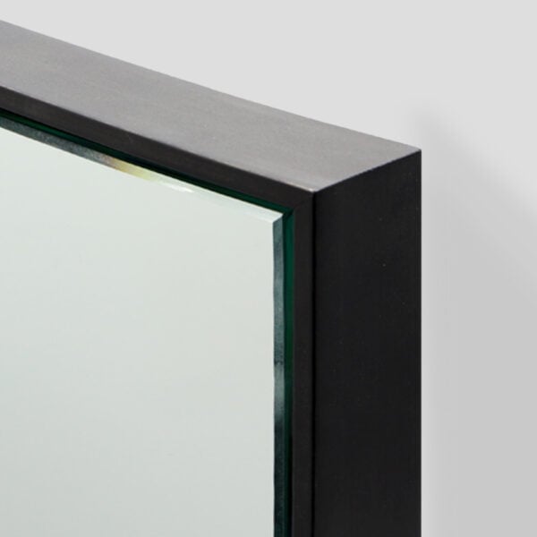 Close Up Corner of the Infinity Black Framed Mirror