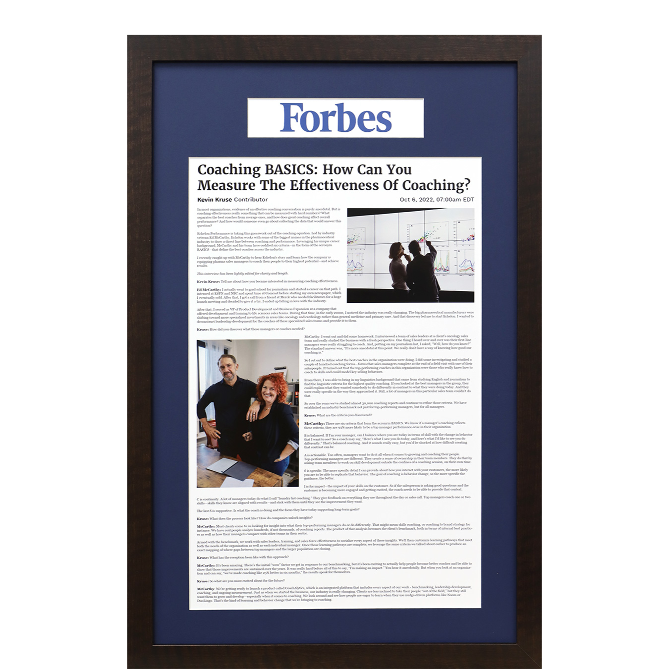 A photo of a framed online article from Hall of Frames