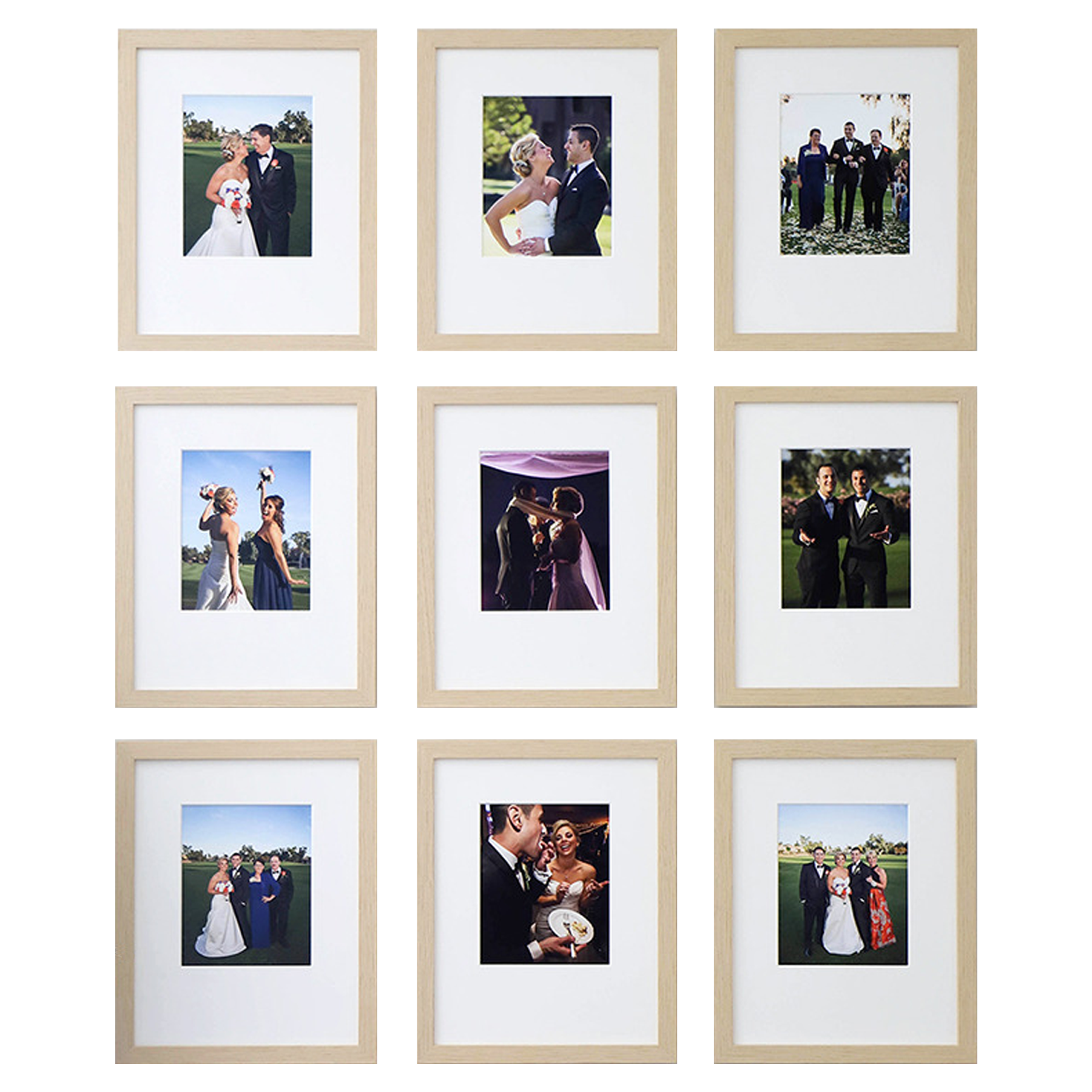 A photo of a set of pale gallery wall frames from Hall of Frames
