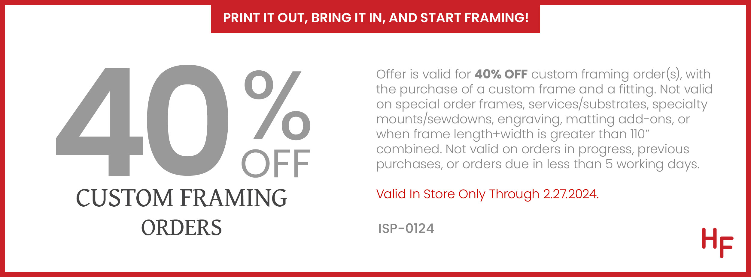 40% off Custom Framing at Hall of Frames