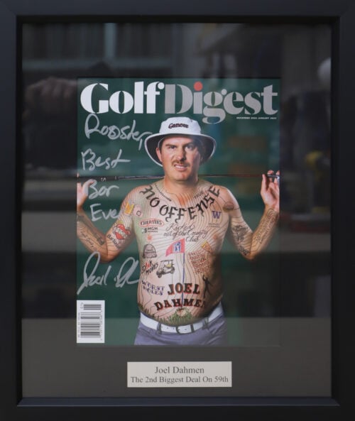 A photo of a custom framed Golf Digest magazine cover by Hall of Frames