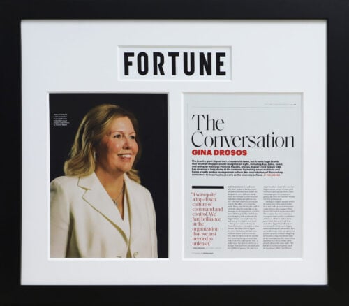 A photo of a custom framed Fortune Magazine article by Hall of Frames