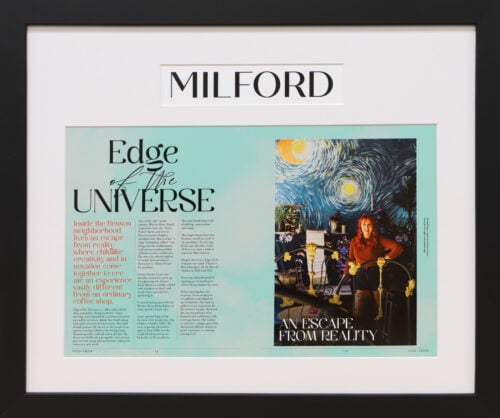 A photo of a Milford Magazine framed article by Hall of Frames