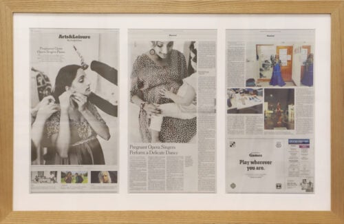 A photo of a custom framed three page New York Times newspaper spread by Hall of Frames