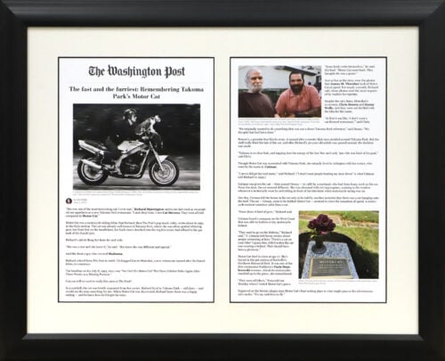 A photo of a custom framed online Washington Post article by Hall of Frames