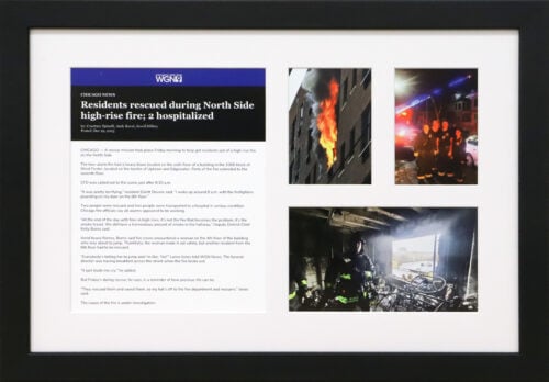 A photo of a custom framed framed WGN 9 News online article framed by Hall of Frames