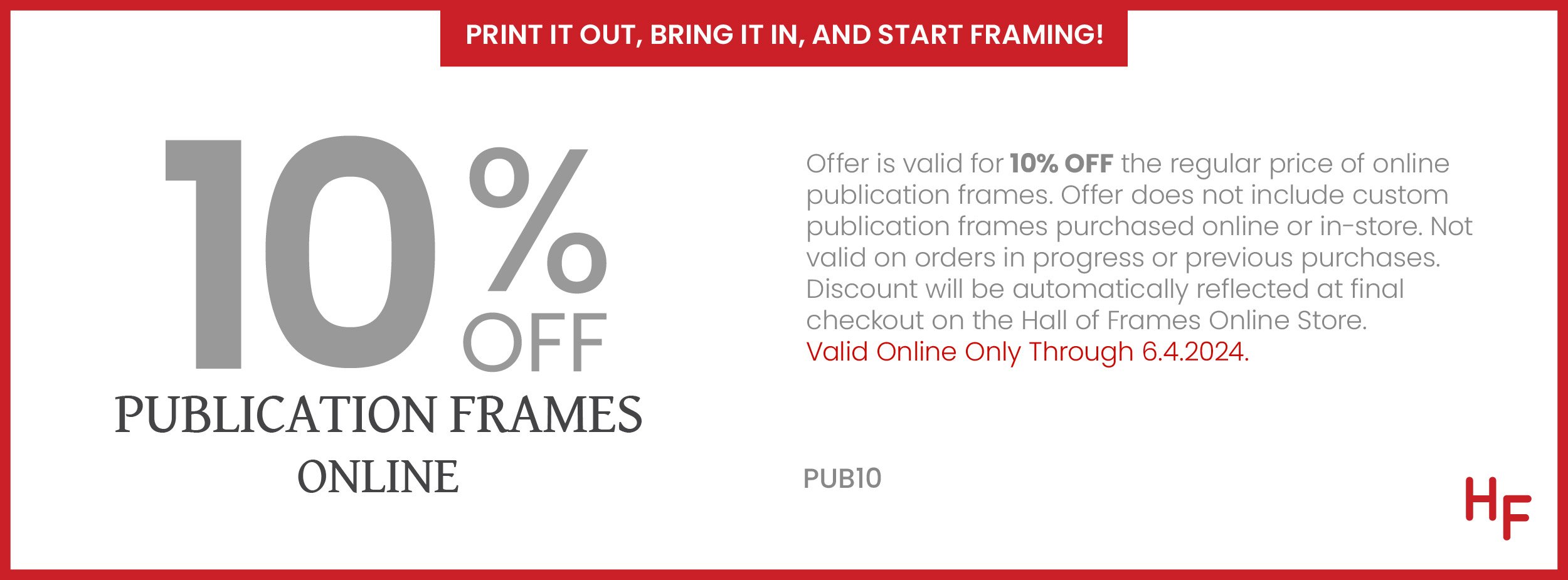 10% off Online Publication Frames