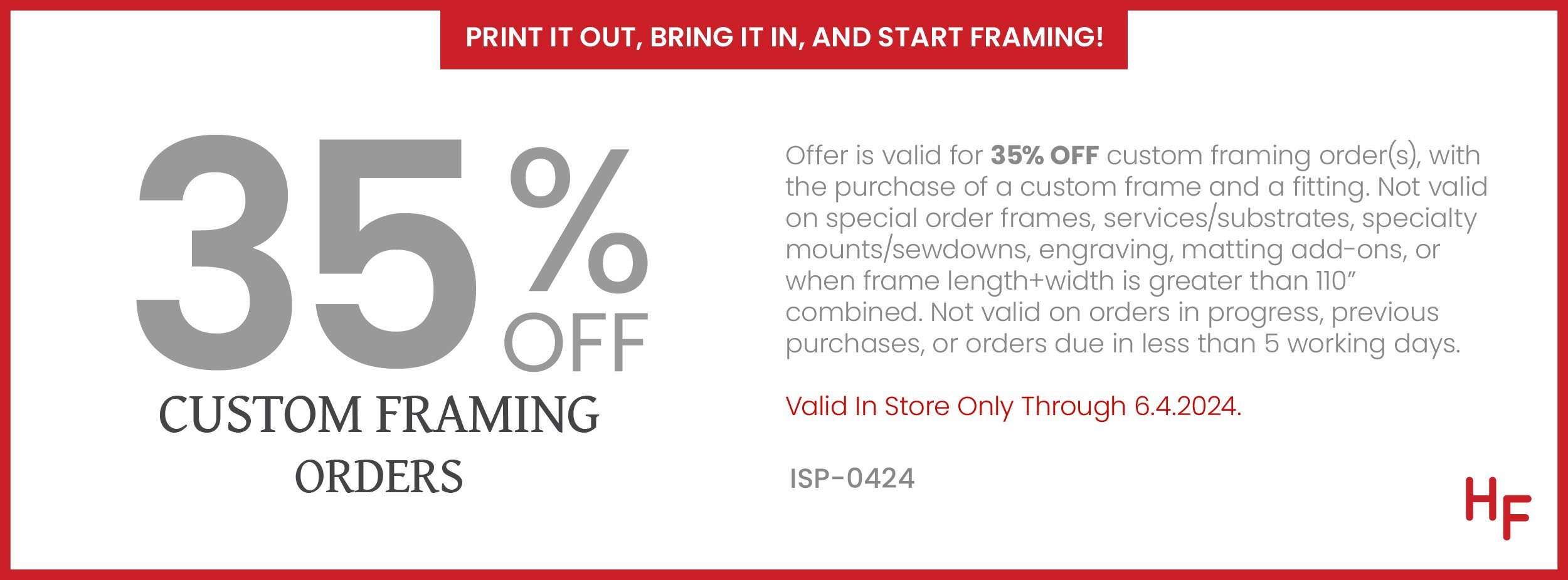 35% off Custom Framing Orders