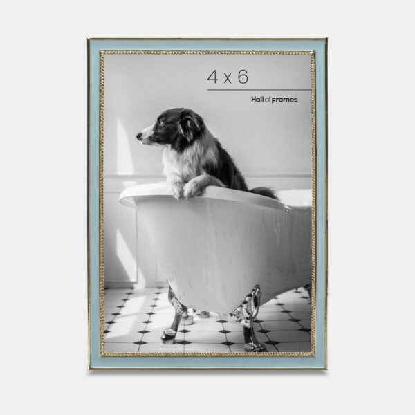 Metal Photo Frame - Gold Enameled Baby Blue, 4x6 - Image 2