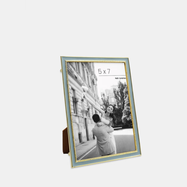 Metal Photo Frame - Gold Enameled Baby Blue, 5x7