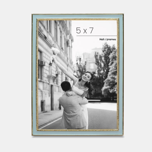Metal Photo Frame - Gold Enameled Baby Blue, 5x7 - Image 2