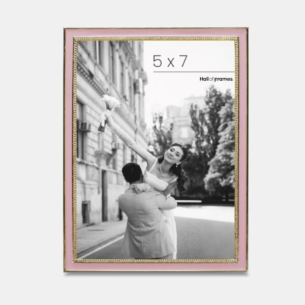 Metal Photo Frame - Gold Enameled Pink, 5x7 - Image 2