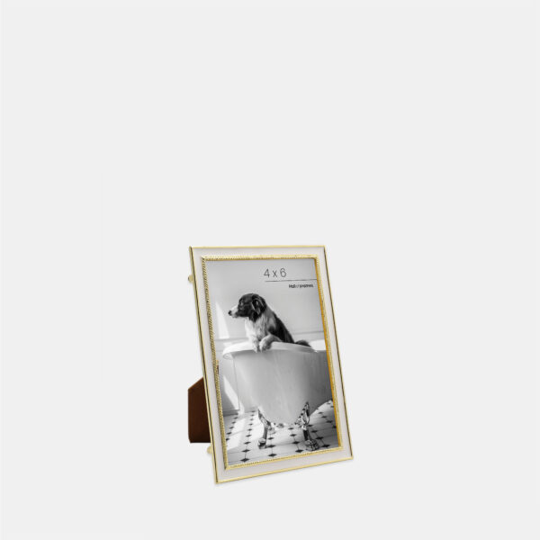 Metal Photo Frame - Gold Enameled White, 4x6