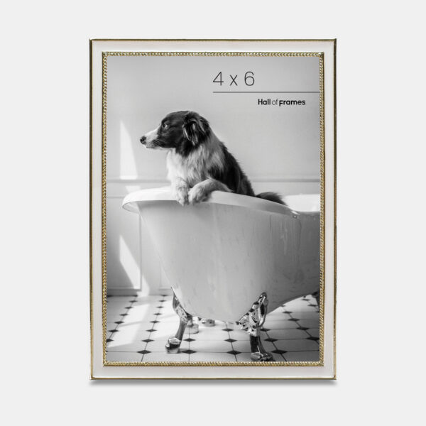 Metal Photo Frame - Gold Enameled White, 4x6 - Image 2