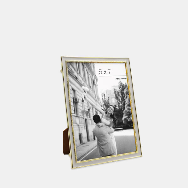Metal Photo Frame - Gold Enameled White, 5x7