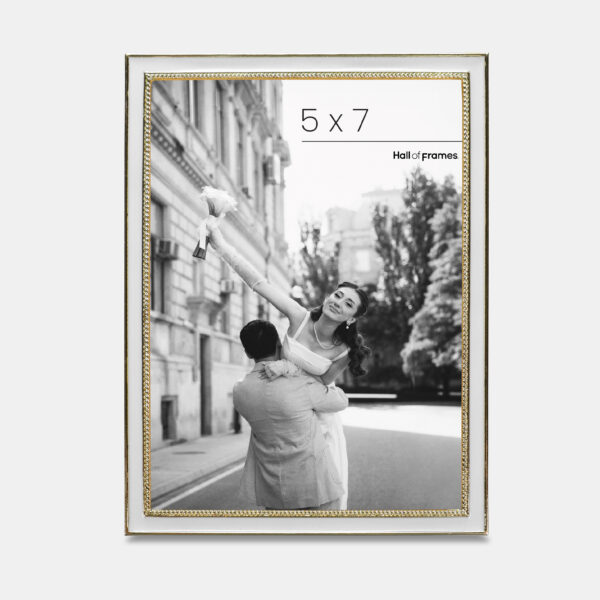 Metal Photo Frame - Gold Enameled White, 5x7 - Image 2