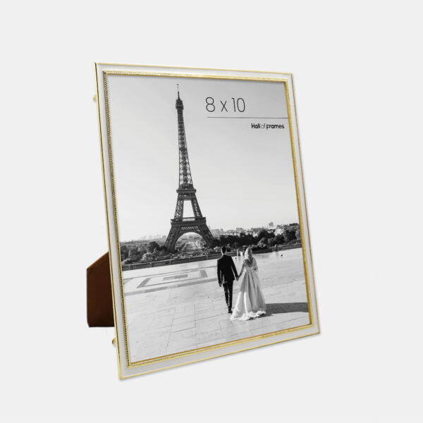 Metal Photo Frame - Gold Enameled White, 8x10