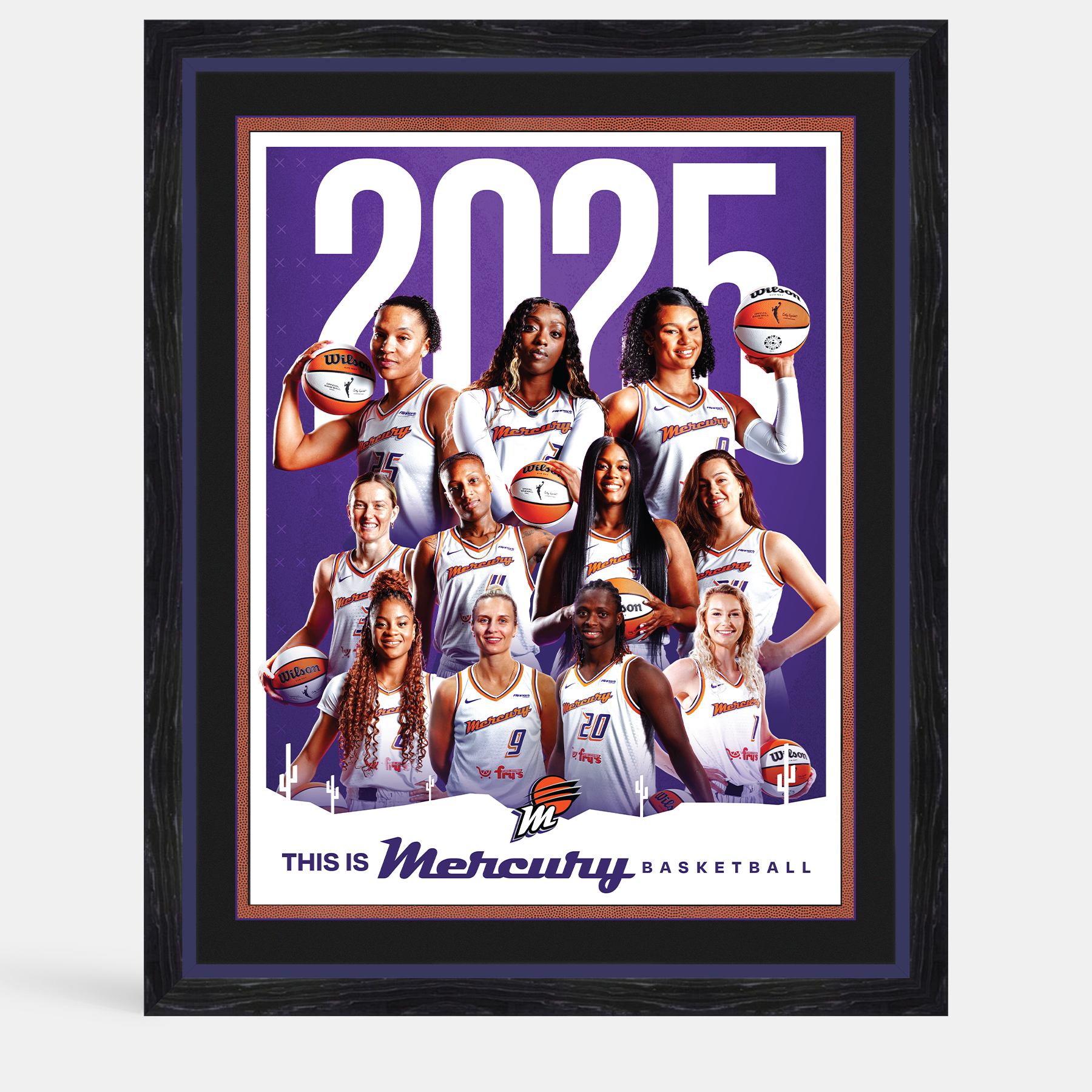 Framed Poster of Phoenix Mercury Team with Custom Frame Option