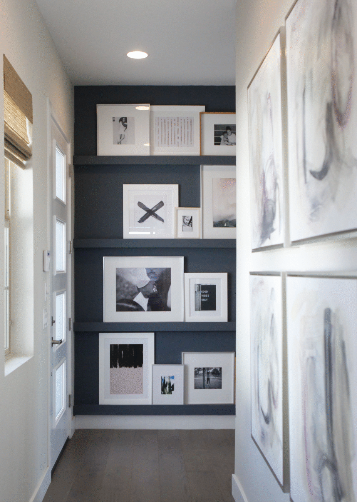 Gallery wall scene filled with picture frames