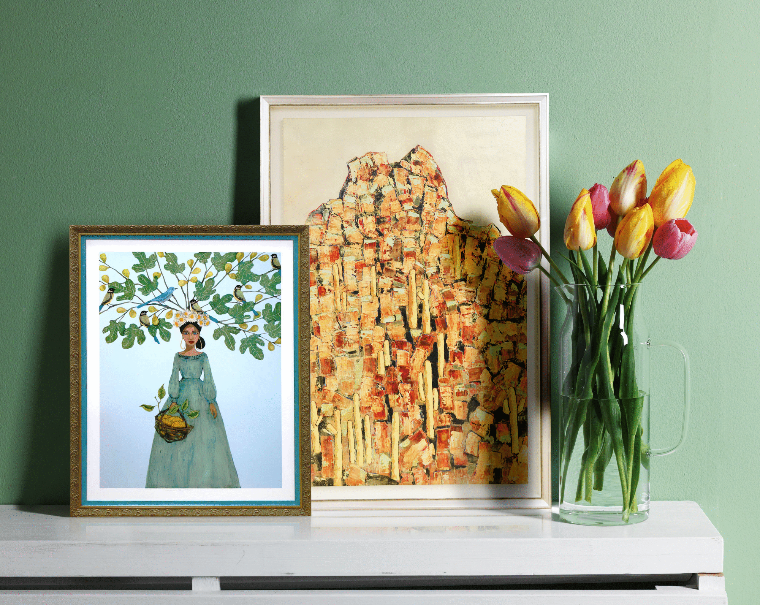 Scene with two framed art prints