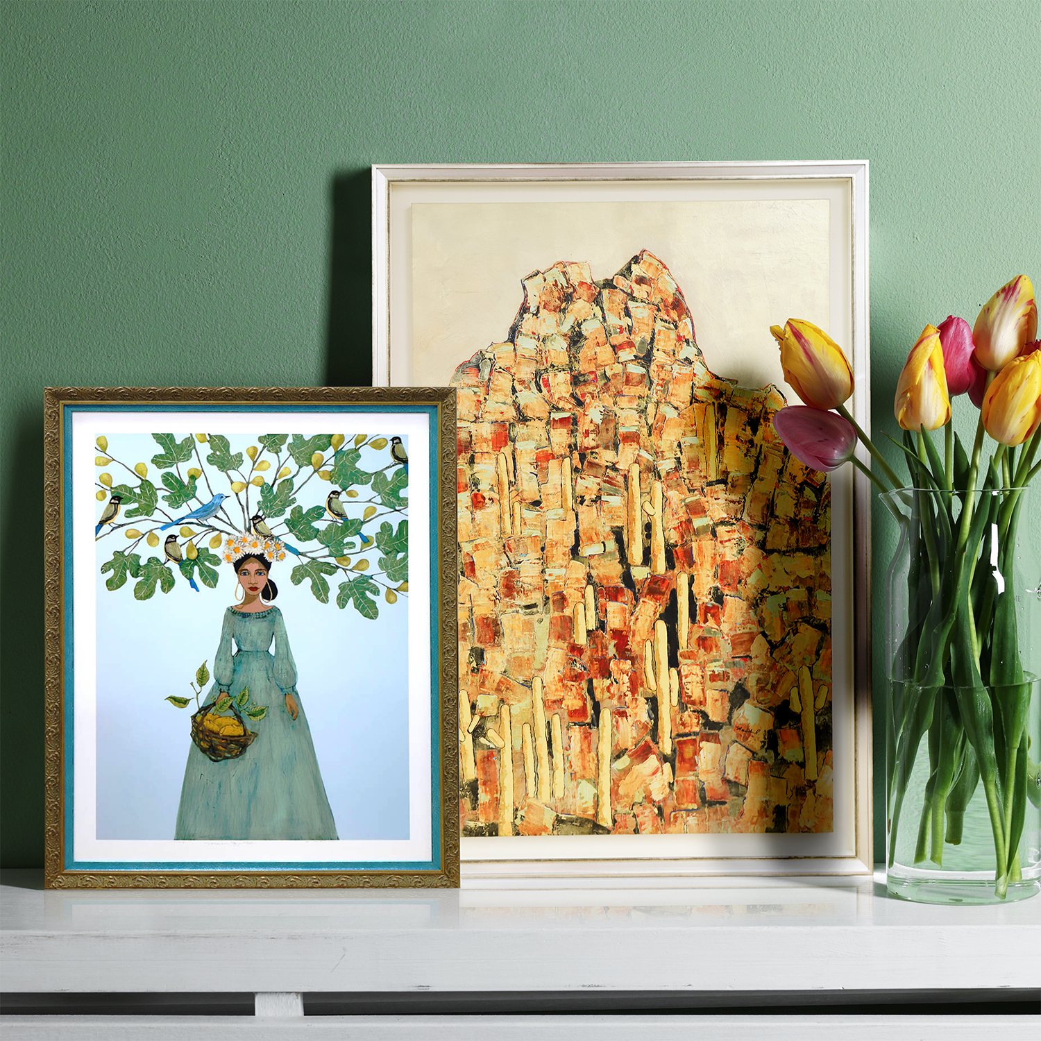 Scene with two framed art prints