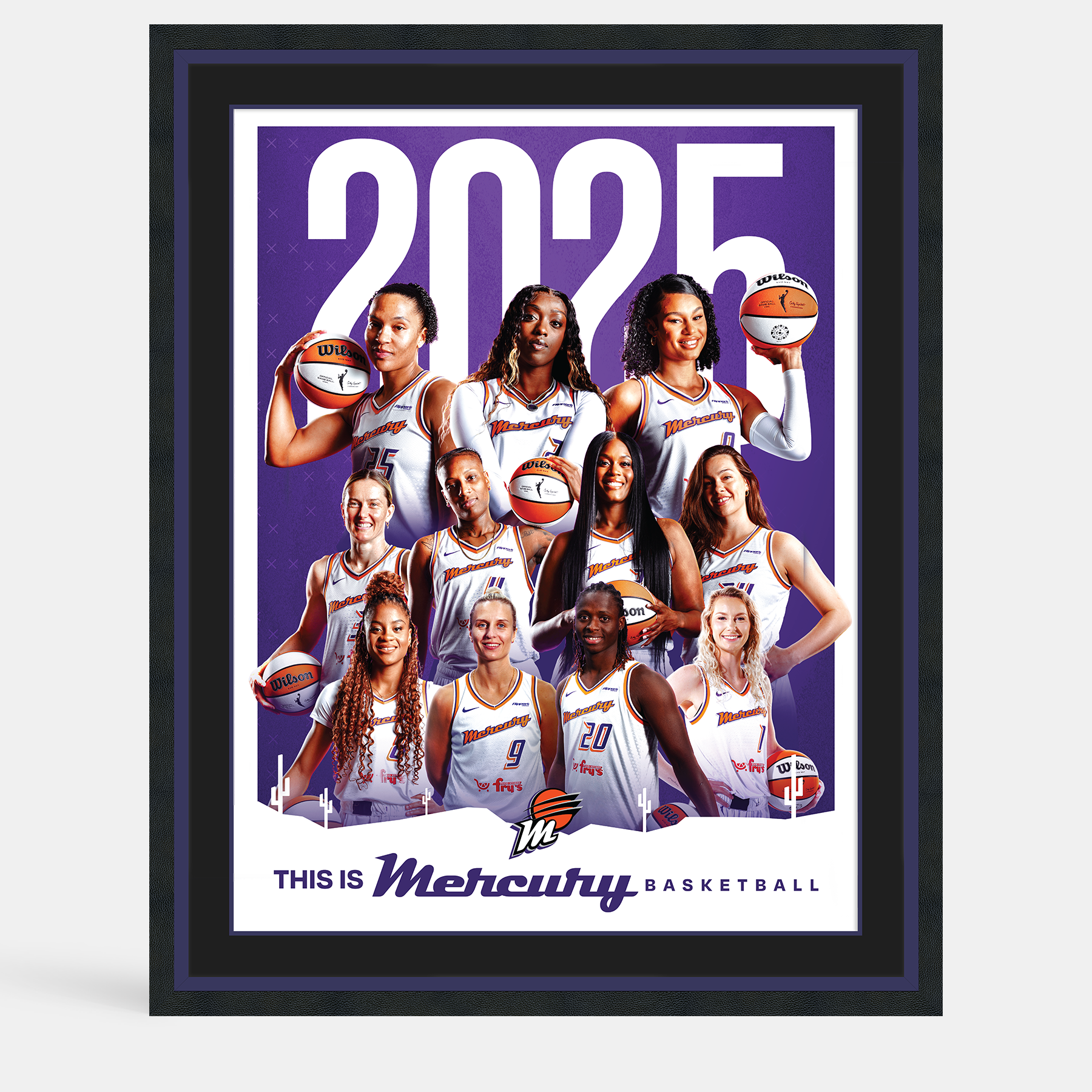 Framed Poster of Phoenix Mercury Team with All Star Frame Option