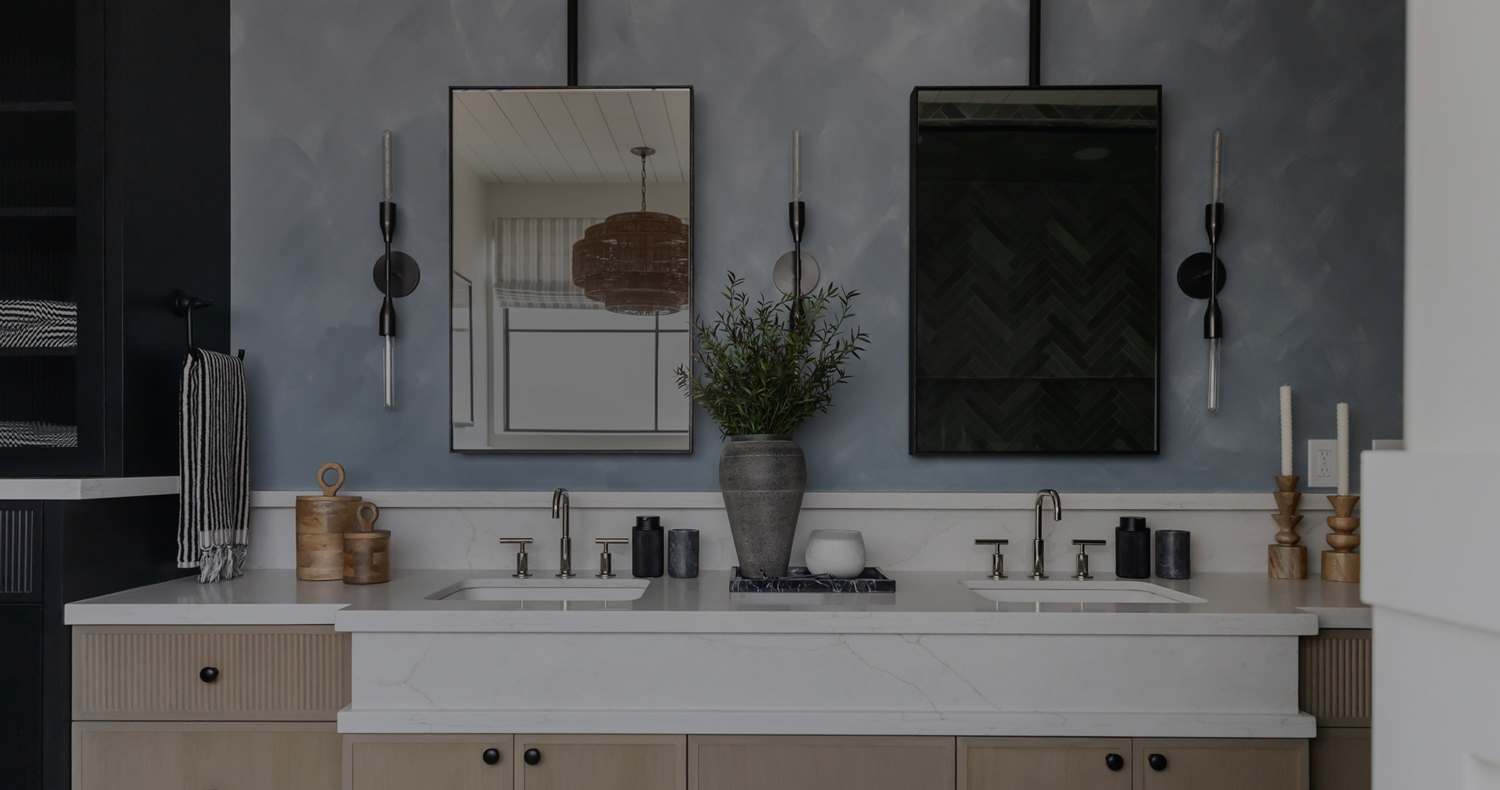 Framed Mirrors in a modern bathroom scene featuring double black infinity mirrors
